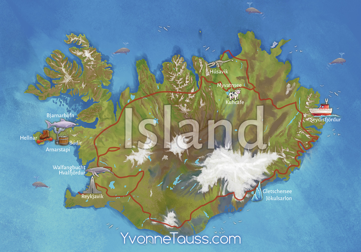 Innenillustration - Karte von Island