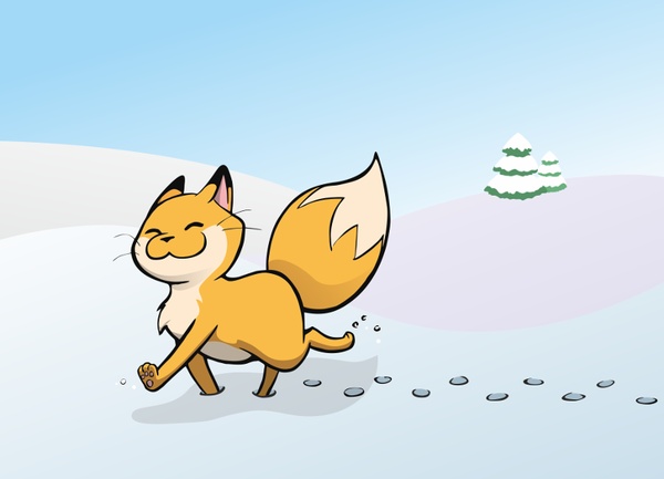 "Foxes love snow!" – Postkartenmotiv